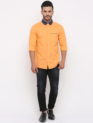 orange solid casual shirt - 15988349 - Standard Image - 4