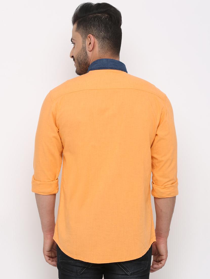 orange solid casual shirt - 15988349 - Zoom Image - 3