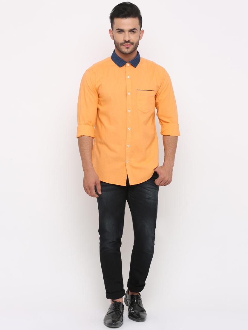 orange solid casual shirt - 15988349 - Zoom Image - 4