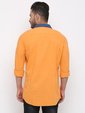 orange solid casual shirt - 15988351 - Standard Image - 3