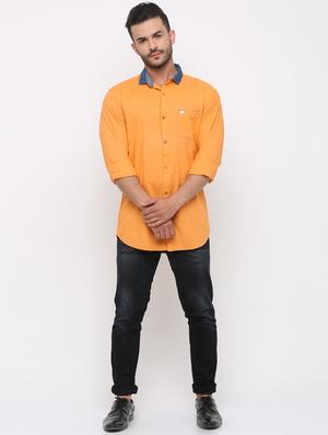 orange solid casual shirt - 15988351 - Standard Image - 4