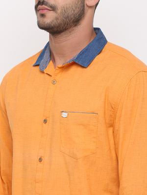 orange solid casual shirt - 15988351 - Standard Image - 5