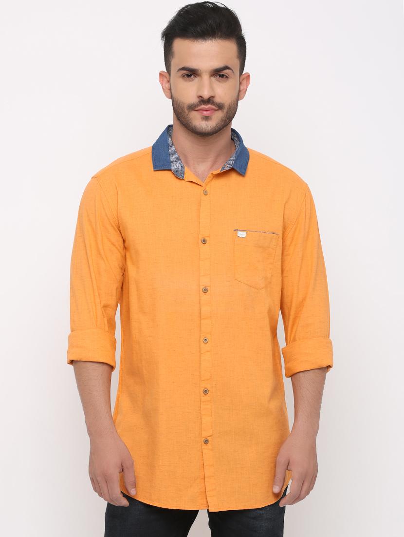 orange solid casual shirt - 15988351 - Zoom Image - 1
