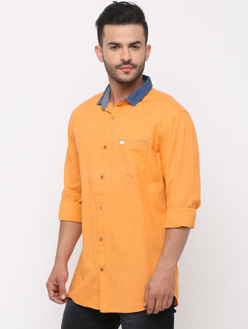 orange solid casual shirt - 15988351 - Zoom Image - 2