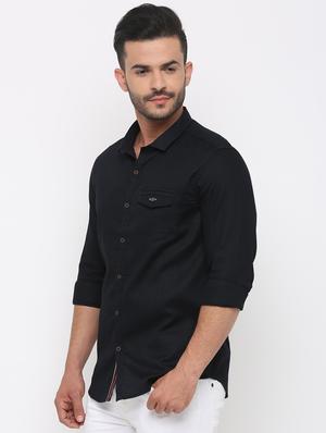 navy blue solid casual shirt - 15988356 - Standard Image - 2