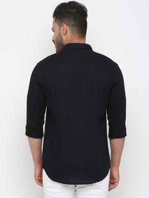 navy blue solid casual shirt - 15988356 - Standard Image - 3