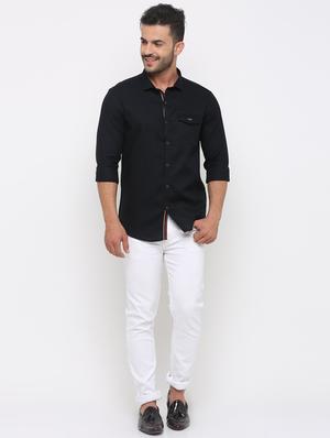 navy blue solid casual shirt - 15988356 - Standard Image - 4