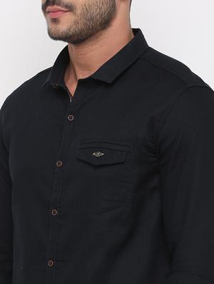 navy blue solid casual shirt - 15988356 - Standard Image - 5