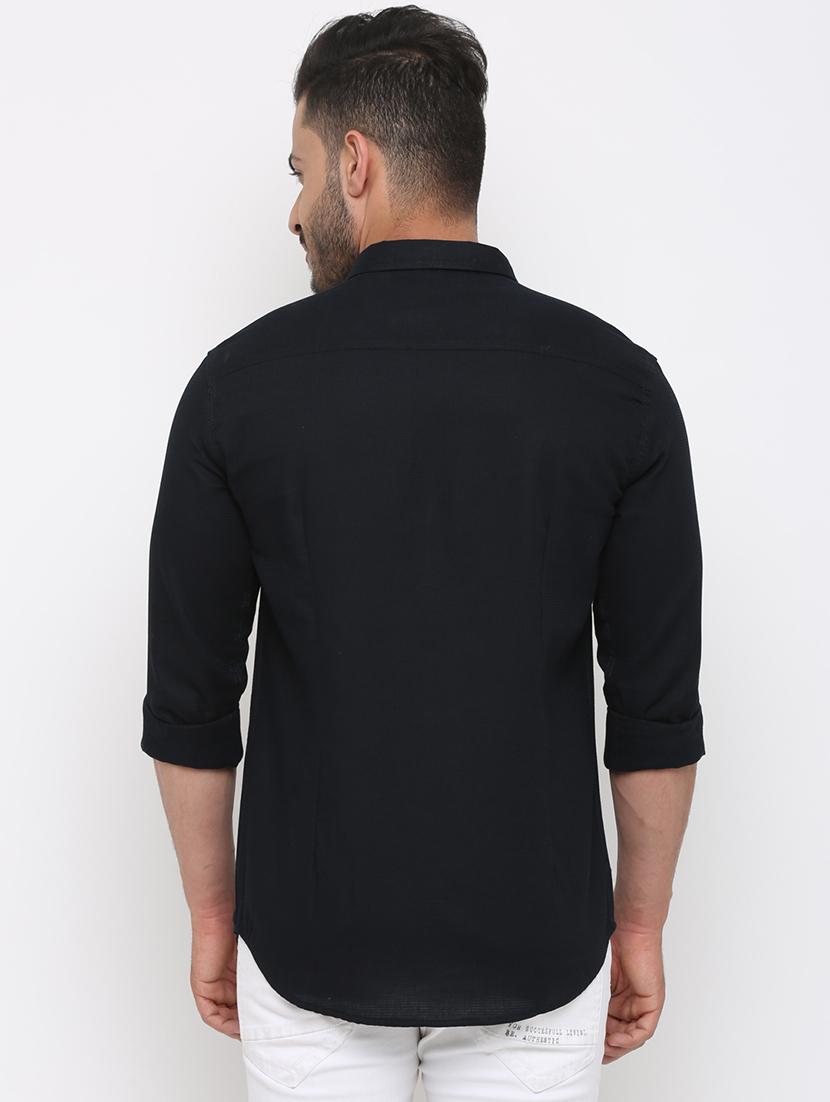 navy blue solid casual shirt - 15988356 - Zoom Image - 3