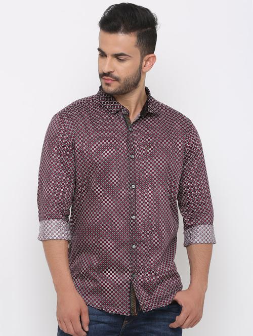 maroon printed casual shirt - 15988363 - Standard Image - 1