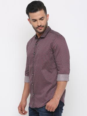 maroon printed casual shirt - 15988363 - Standard Image - 2