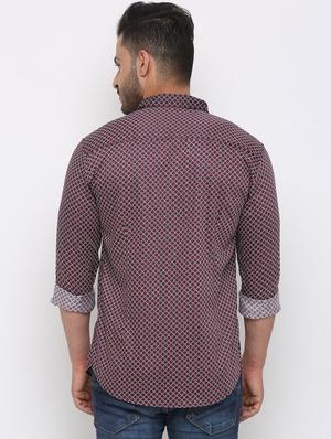 maroon printed casual shirt - 15988363 - Standard Image - 3