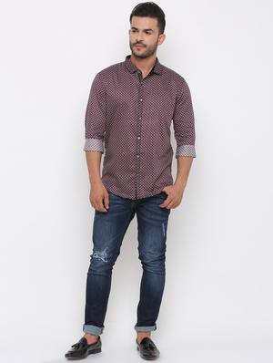 maroon printed casual shirt - 15988363 - Standard Image - 4