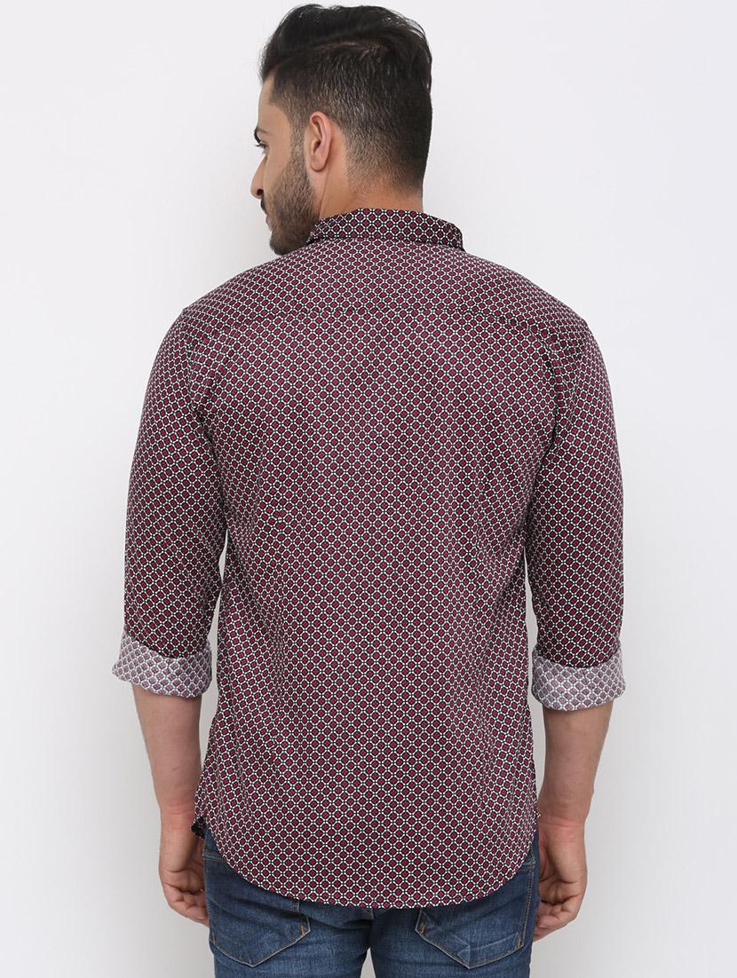 maroon printed casual shirt - 15988363 - Zoom Image - 3
