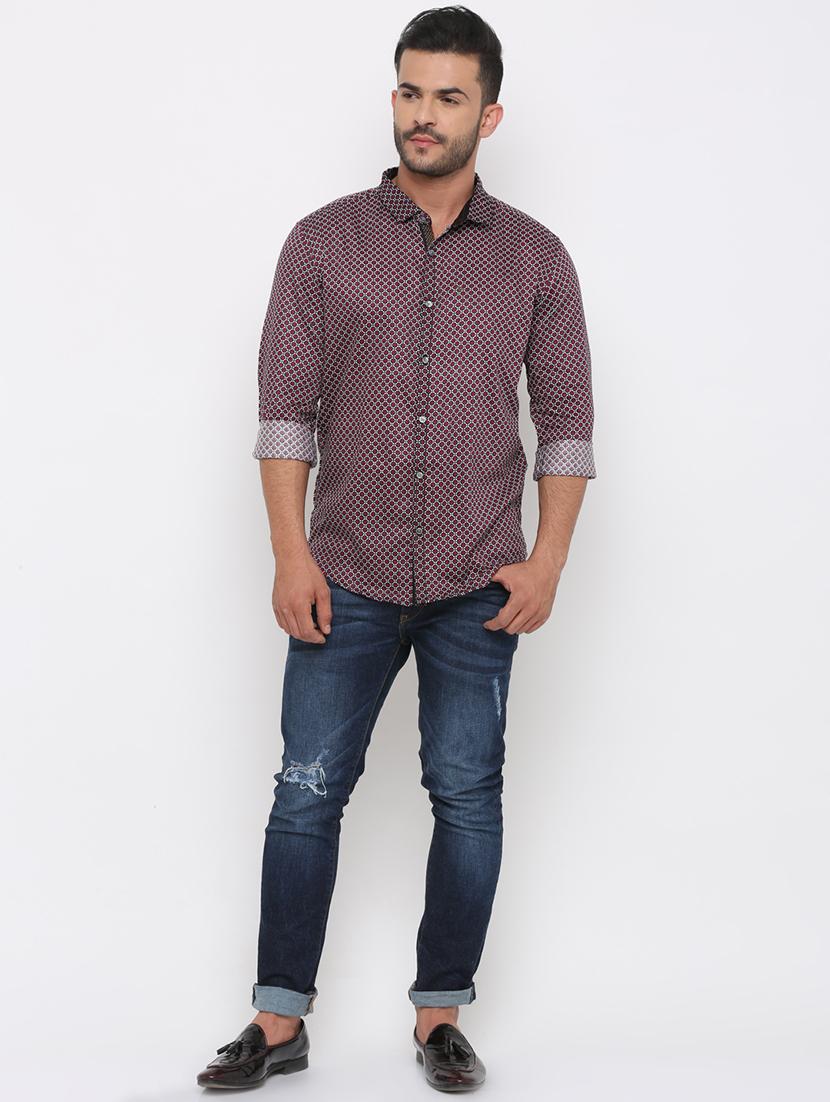 maroon printed casual shirt - 15988363 - Zoom Image - 4