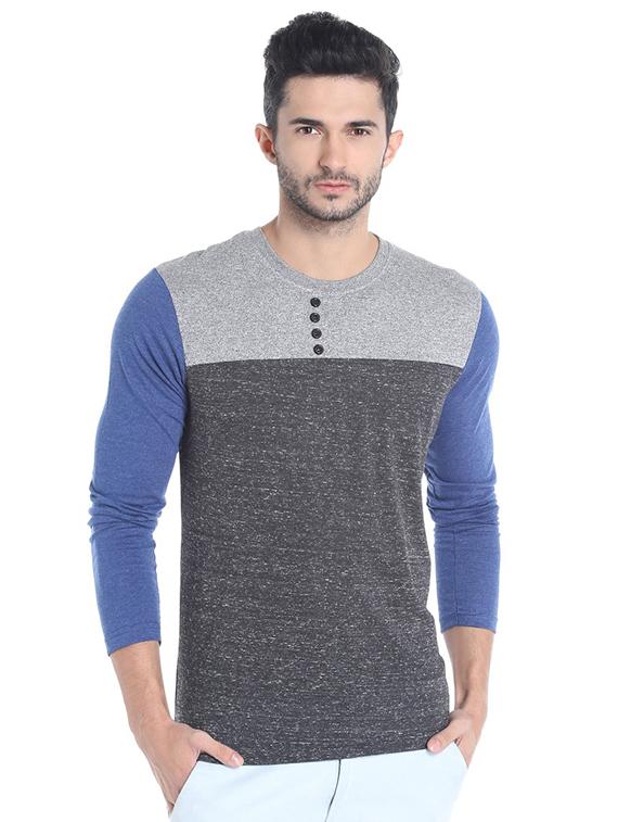 grey color block t-shirt - 15988655 - Zoom Image - 1