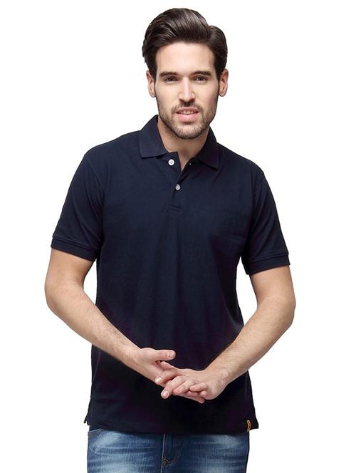 blue solid polo t-shirt - 15988669 - Standard Image - 1