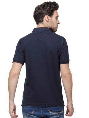 blue solid polo t-shirt - 15988669 - Standard Image - 3