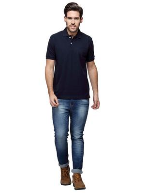 blue solid polo t-shirt - 15988669 - Standard Image - 4