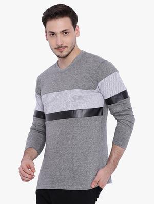 grey striped cut & sew t-shirt - 15988675 - Standard Image - 2