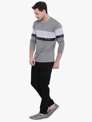 grey striped cut & sew t-shirt - 15988675 - Standard Image - 4
