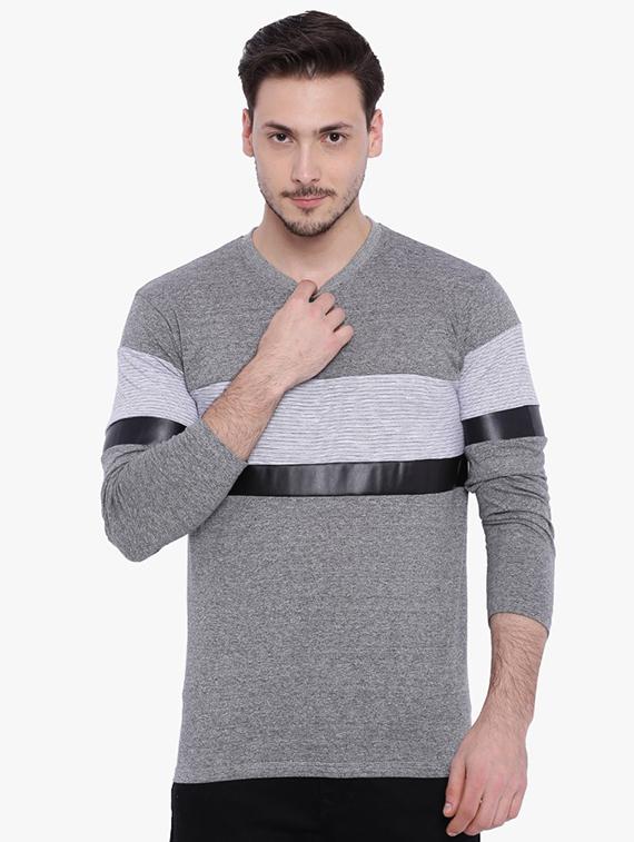grey striped cut & sew t-shirt - 15988675 - Zoom Image - 1