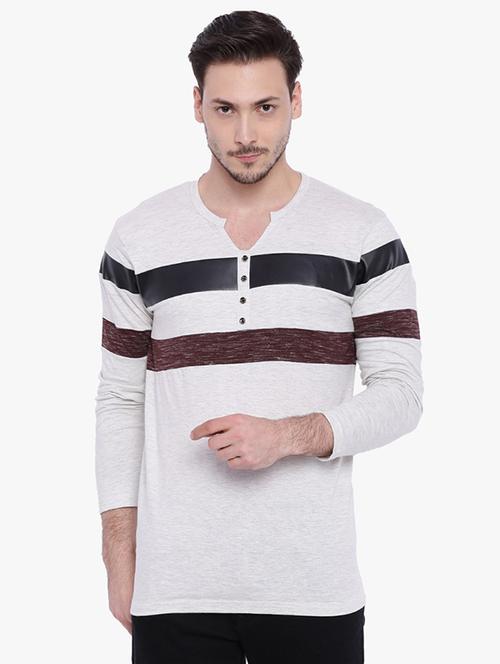 white striped cut & sew t-shirt - 15988676 - Standard Image - 1
