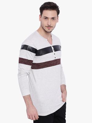 white striped cut & sew t-shirt - 15988676 - Standard Image - 2