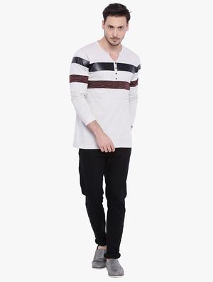 white striped cut & sew t-shirt - 15988676 - Standard Image - 4
