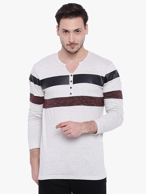 white striped cut & sew t-shirt - 15988676 - Zoom Image - 1