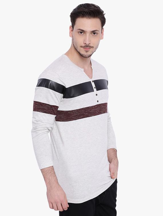 white striped cut & sew t-shirt - 15988676 - Zoom Image - 2