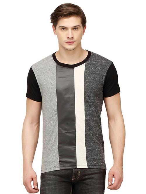 grey striped cut & sew t-shirt - 15988679 - Standard Image - 1