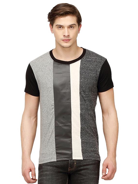 grey striped cut & sew t-shirt - 15988679 - Zoom Image - 1