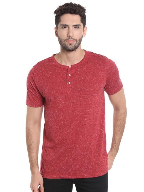 red henley neck t-shirt - 15988696 - Standard Image - 1