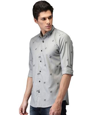 grey printed casual shirt - 15989040 - Standard Image - 2