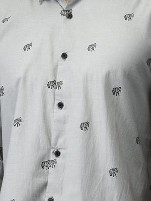 grey printed casual shirt - 15989040 - Standard Image - 5