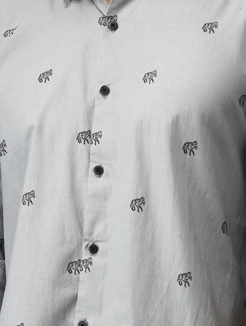 grey printed casual shirt - 15989040 - Zoom Image - 5