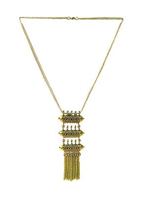 gold metal long necklace - 15989052 - Standard Image - 2