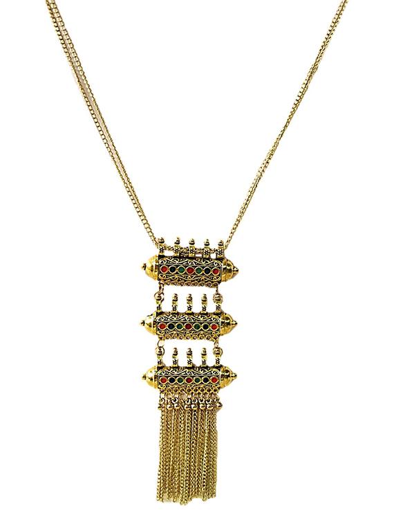 gold metal long necklace - 15989052 - Zoom Image - 1