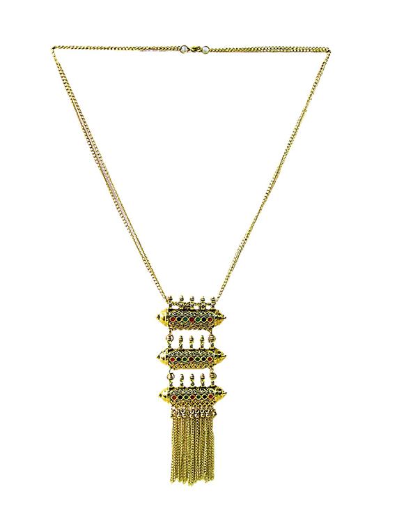 gold metal long necklace - 15989052 - Zoom Image - 2