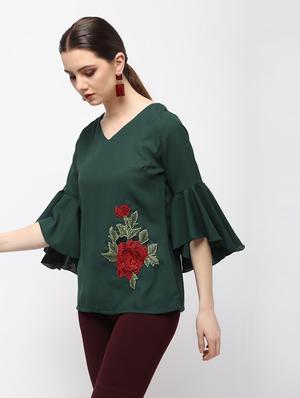 cut out back floral embroidered top - 15989962 - Standard Image - 2