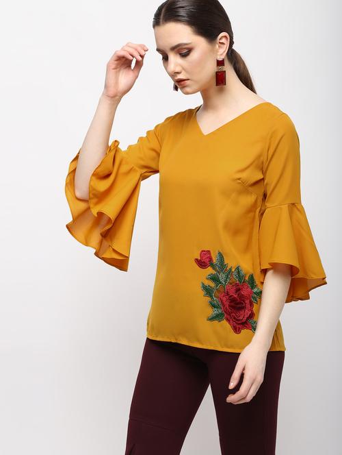 cut out back floral embroidered top - 15989963 - Standard Image - 1