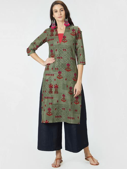 Printed straight kurta - 15990210 - Standard Image - 1