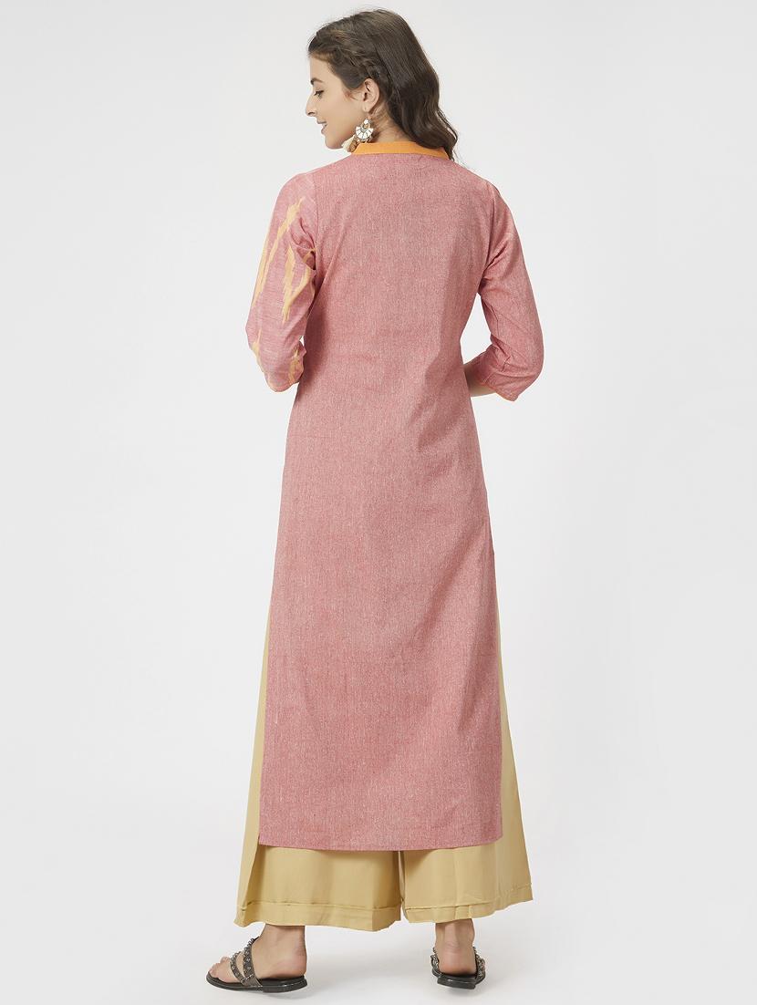 chevron print straight kurta - 15990247 - Zoom Image - 3