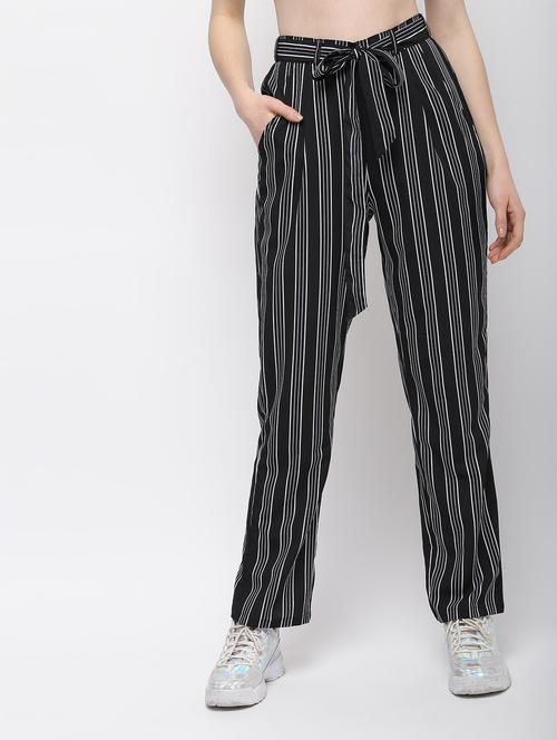 tie up waist striped trouser - 15990267 - Standard Image - 1