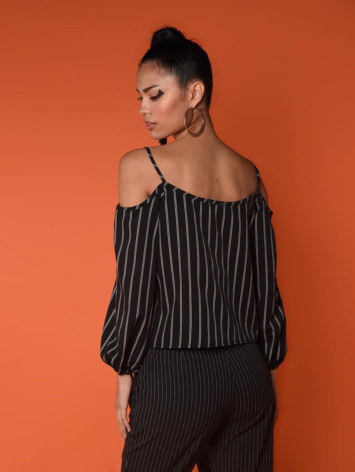 cold shoulder striped top - 15996468 - Zoom Image - 4