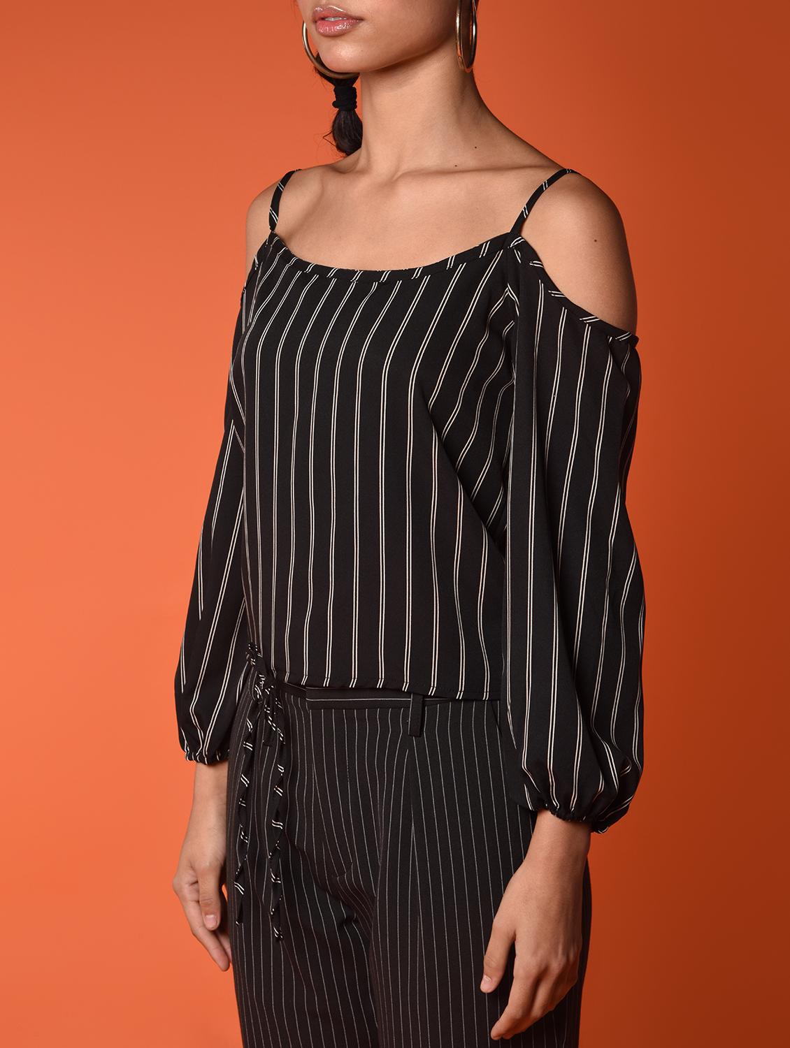 cold shoulder striped top - 15996468 - Zoom Image - 5