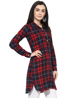 roll up sleeved checkered tunic - 15996498 - Standard Image - 2