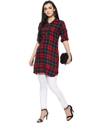 roll up sleeved checkered tunic - 15996498 - Standard Image - 5
