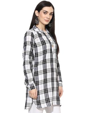 roll up sleeved checkered tunic - 15996499 - Standard Image - 2